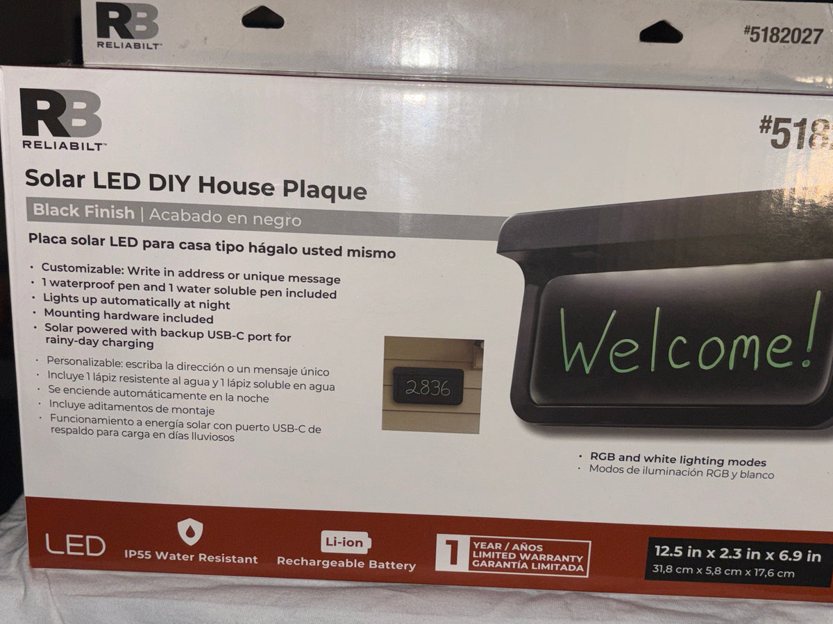 Solar LED DIY House Plaque
