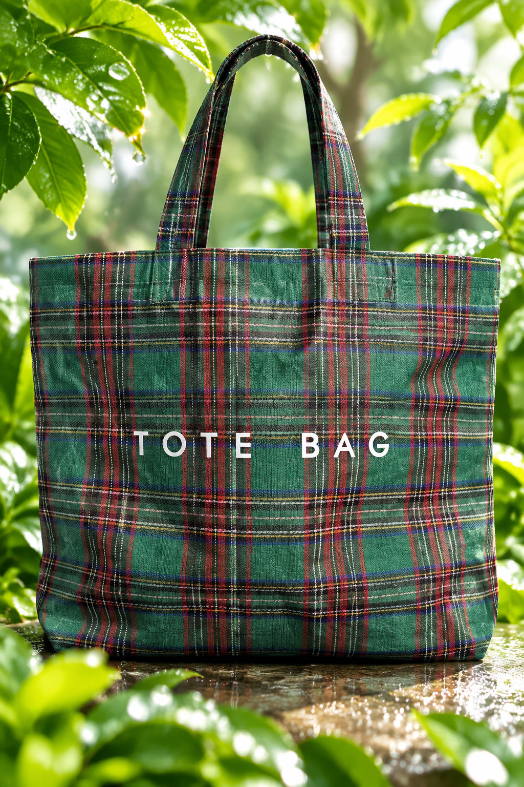 Plaid tote bag ￼